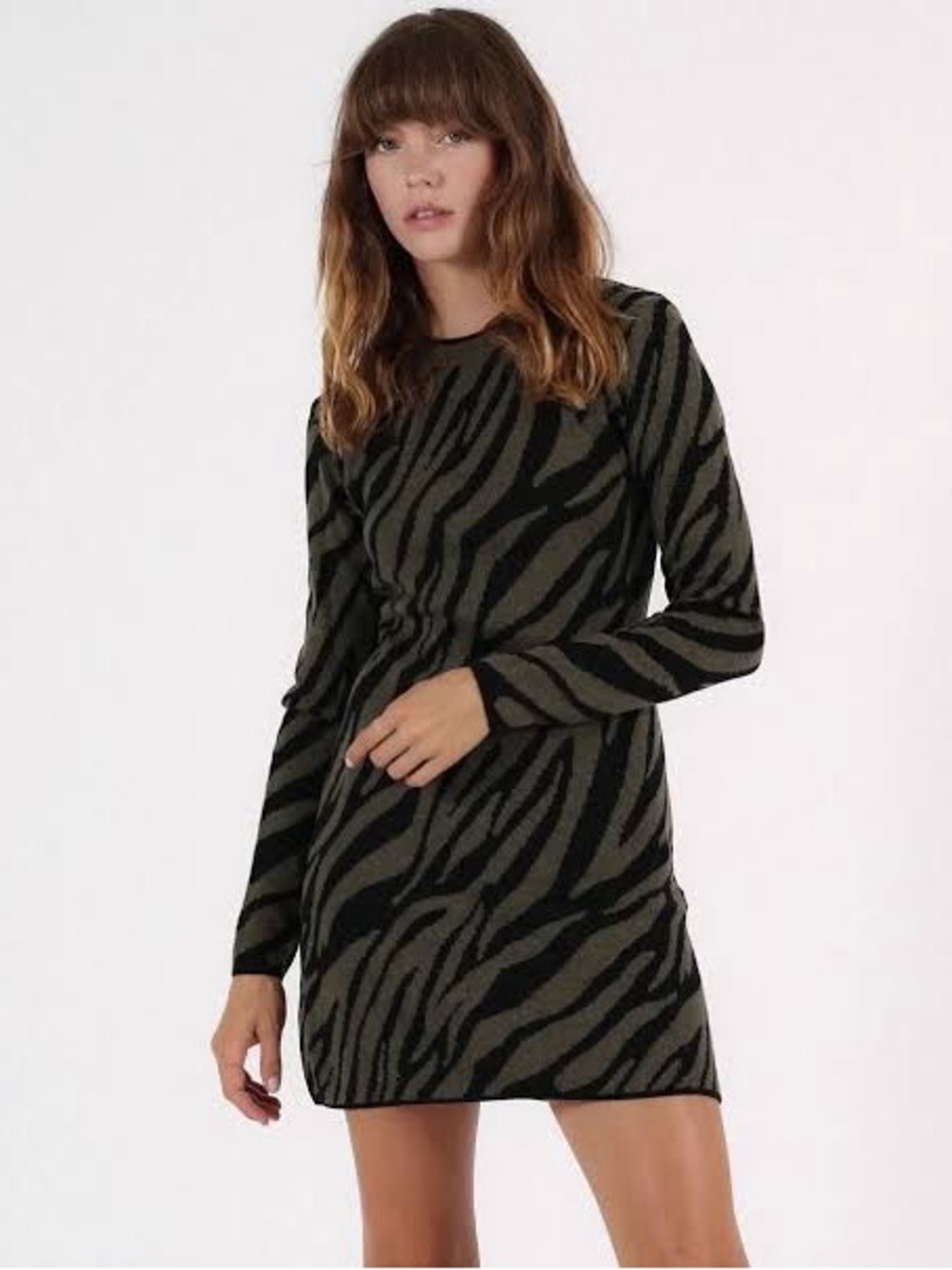 PAM & GELA Women's Animal Print Sweater Gray & Black-Large-NWT